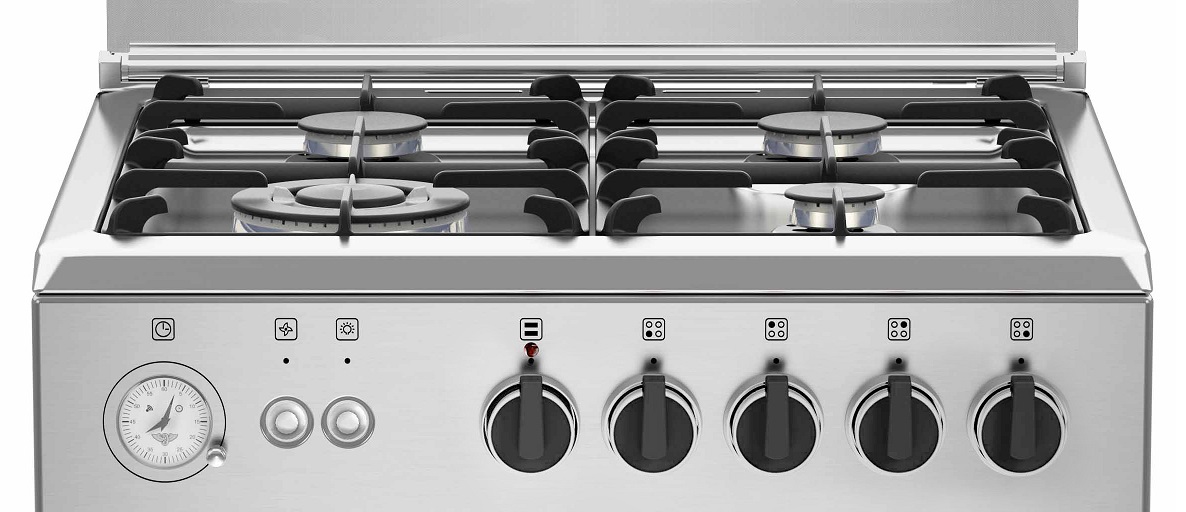 LaGermania RI64C71CX Gasherd mit Gas Umluft Backofen, Edelstahl, 60 cm/ Energieeffizienzklasse