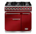 Falcon 900 Deluxe Range Cooker, Gasherd mit Elektrobackofen, Cherry Red, Energieeffizienzklasse A