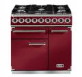Falcon 900 Deluxe Range Cooker, Gasherd mit Elektrobackofen, Cherry Red, Energieeffizienzklasse A
