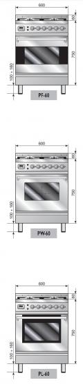 ILVE PL-60-VG Professional Plus Gasherd, Gasbackofen mit Umluft