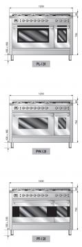ILVE PW-1207-MP Professional Plus Gasherd mit Elektrobackofen
