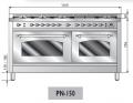 ILVE PN-150F-MP Professional Plus Gasherd mit Elektrobackofen, Nostalgie
