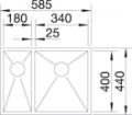 BLANCOZEROX 340/180-IF/N Edelstahl Seidenglanz Einbauspüle
